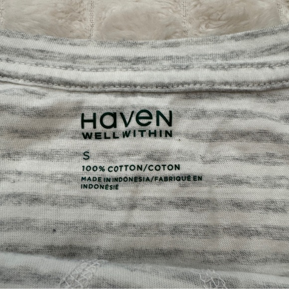 Haven Well Within Pajama PJ Set ~ Small Long Sleeve Top Medium Pants Gray Stripe - Picture 6 of 13